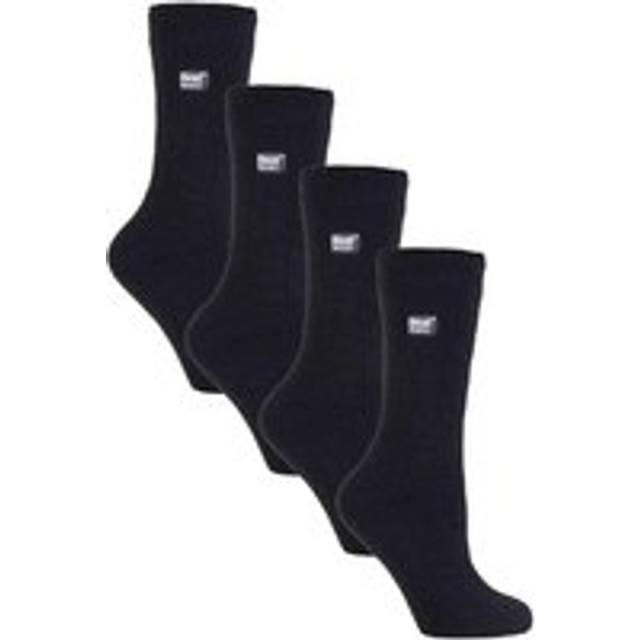 (4-8 UK, Black) Heat Holders - 4 Pairs Ladies Ultra Lite Extra Thin 1.0 TOG Casual Thermal Socks