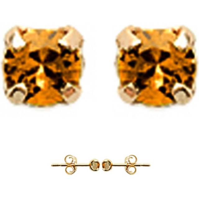 Les Trésors De Lily [L1124] - Gold plated amber 'Brilliant' gold plated earrings - 3 mm brown