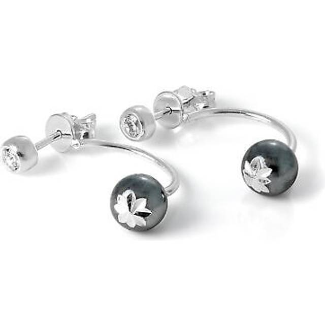 Sterling Silver Ear Jacket Stud Earrings With Cz Crystal