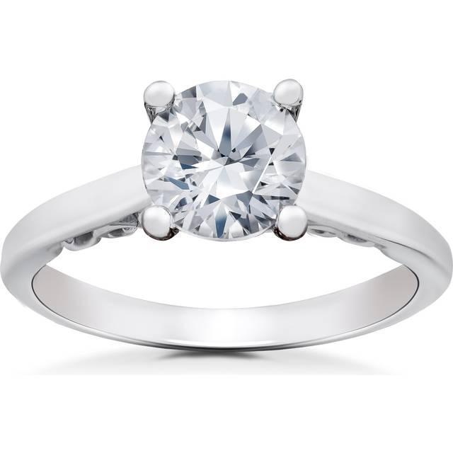 G/vs 1 Ct Lab Grown Eco Friendly 100% Diamond Engagement Ring 14k White Gold
