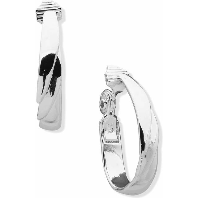 Anne Klein Women's Tiered Clip Hoop Earrings in Silver-Tone size 0.26"