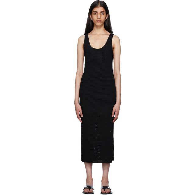 FRAME Black Crochet Midi Dress - Noir - XXS