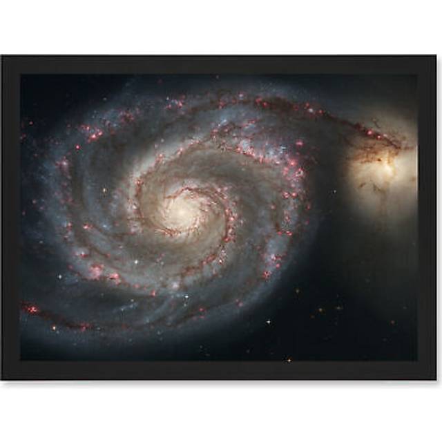 Space Photo Hubble Whirlpool Galaxy M51 A4 Artwork Framed Wall Art Print - Black - One Size