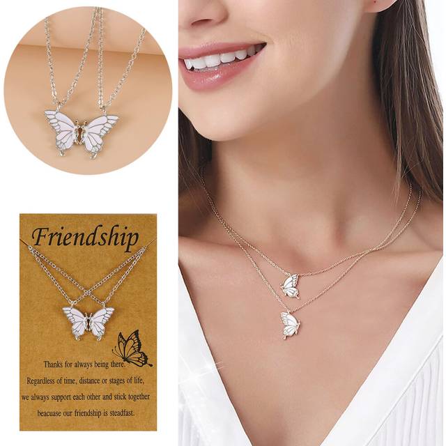 Friendship Necklace 2 Necklace Necklace Engraved Personalized Silver Chain Necklace Women Pendant Mens Necklace - Multicoloured
