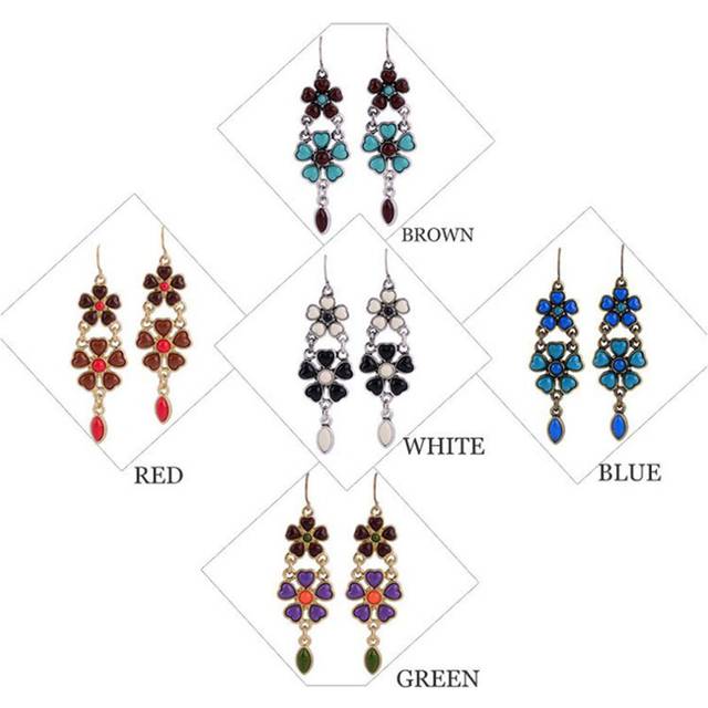 (green) New fashion exquisite earrings wholesale European and American big long section of the teardrop-shaped earrings resin factory outlets - Green