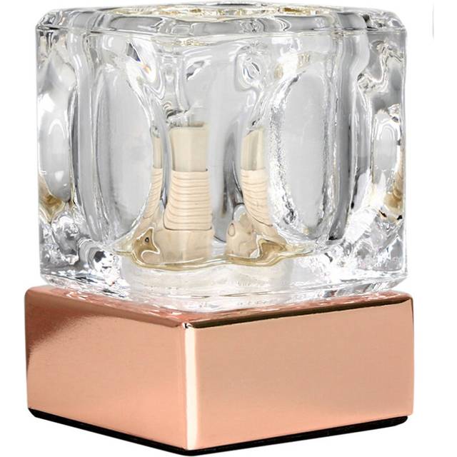 Valuelights - Modern Glass Ice Cube Touch Table Lamp With Copper Base - Includes 3w led Dimmable G9 Bulb 6000K Cool White