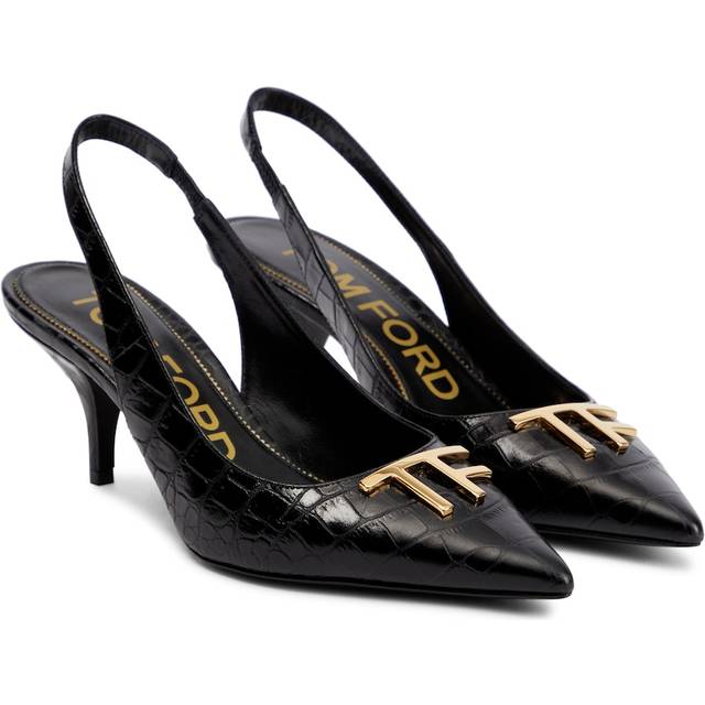 Tom Ford Croc-effect leather slingback pumps