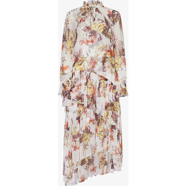 Robe midi imprimée à volant - Multicolore - 3