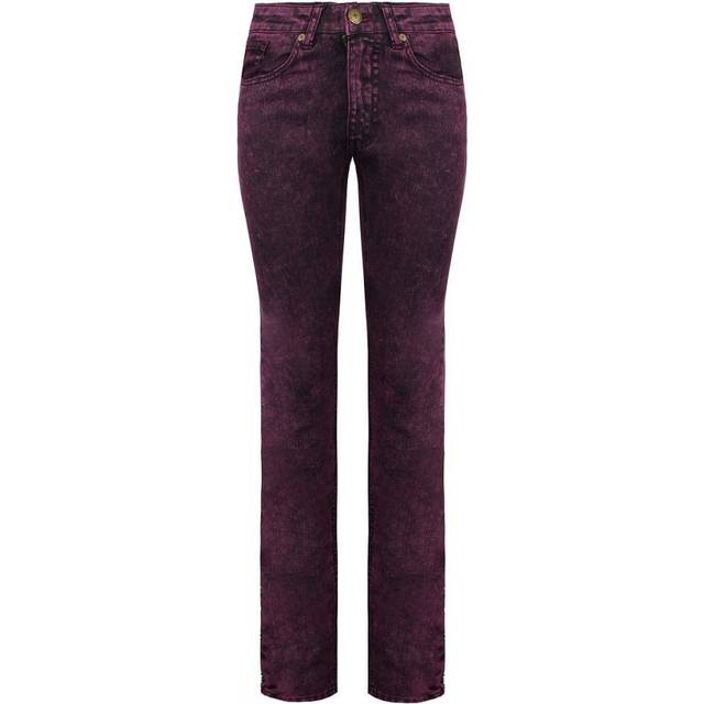 Criminal Damage Skinny Fit Womens Acid Wash Jeans - Burgundy Cotton - Size 30 (Waist)