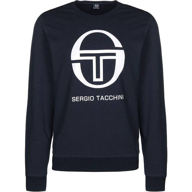 Sergio Tacchini Long Sleeve Crew Neck Navy Blue Mens Ciao Sweaters 38027 200 Cotton - Size Small