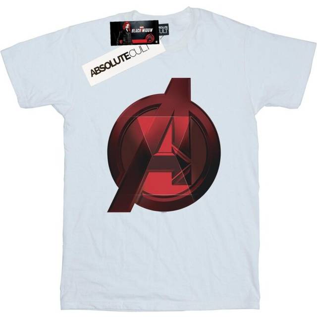 Black Widow Movie Avengers Logo Cotton Boyfriend T-Shirt - White