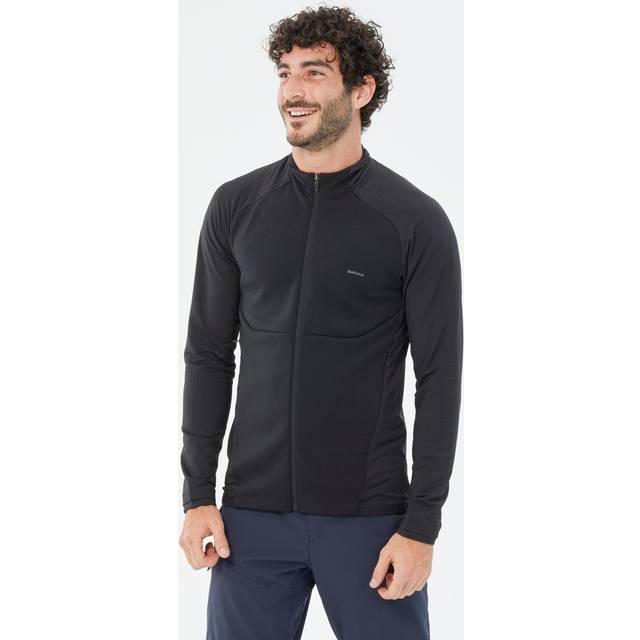 Men’s Mountain Hiking Fleece Jacket, MH500 Light Full Zip - Black