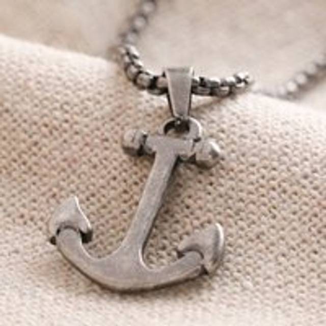 Men's Stainless Steel Anchor Pendant Necklace - silver - one size