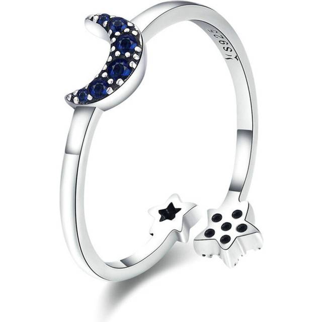Silver plating Sparkling Blue Moon Star Finger Rings for Women Wedding Jewelry