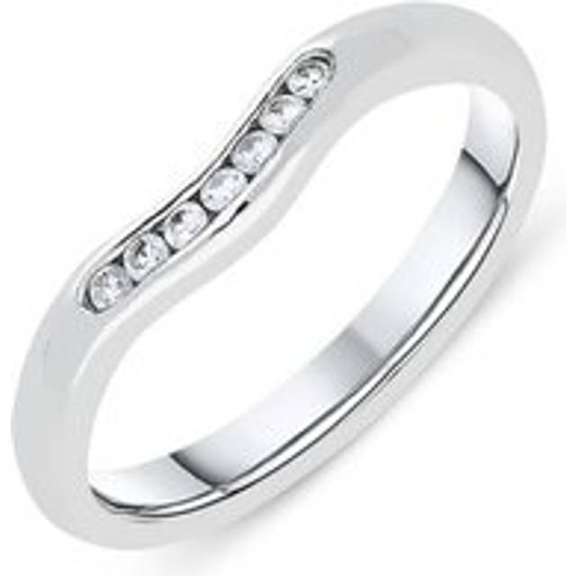 Platinum 0.12ct Diamond Curved Wedding Ring D - O