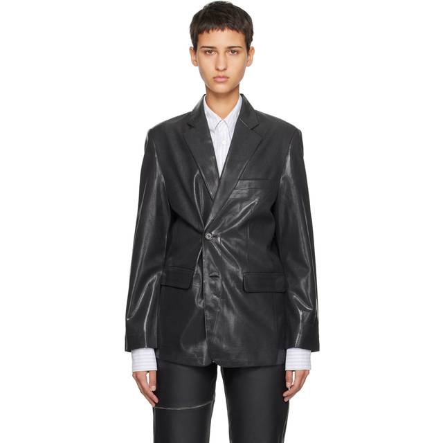 MM6 Maison Margiela, Jacka, Dam, S, Polyester, Coated Suit Blazer - black (S)