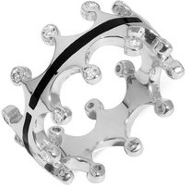 18ct White Gold Whitby Jet Diamond Tiara Double Band Ring