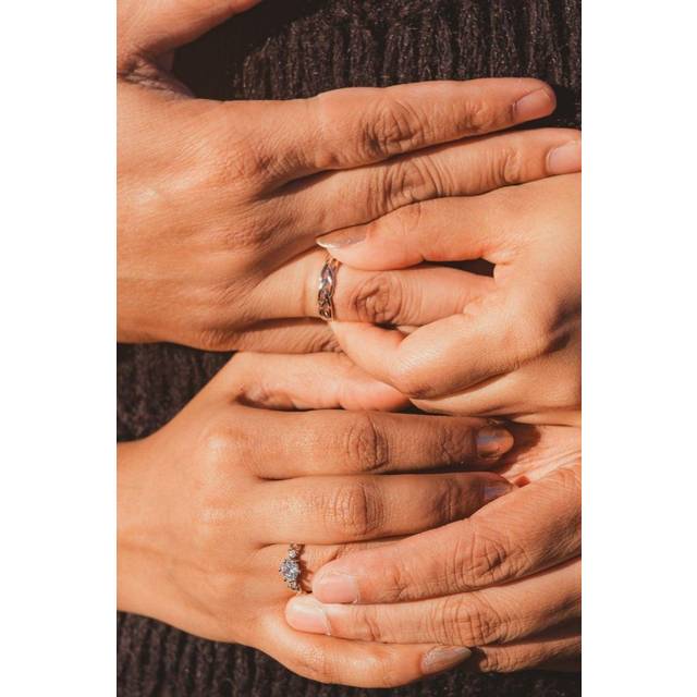 Adjustable Silver Couple Promise Braid Zircon Matching Ring set - One Size