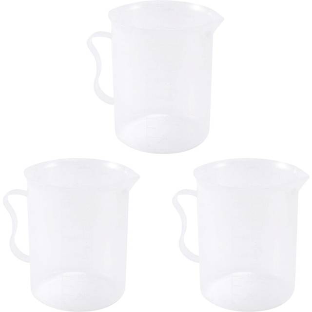 3X Measuring Jug 250ML Graduated Beaker Clear White Plastic Cup