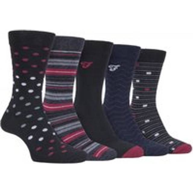 (6-11 UK, Black Berry (Polka Dots)) FARAH - 5 Pack Mens Classic Patterned Office Cotton Dress Socks