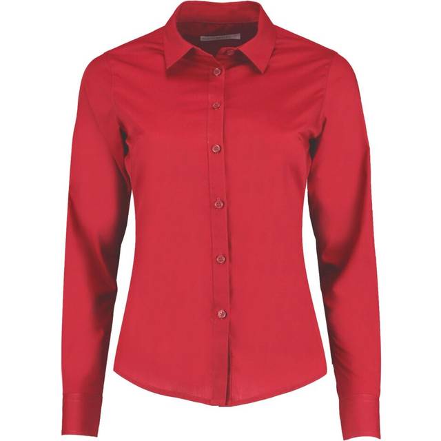 (8 UK, Red) Kustom Kit Womens/Ladies Poplin Tailored Long-Sleeved Shirt