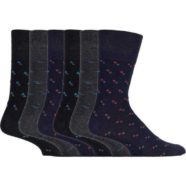 (6-11 UK, SOMRM05) Sock Shop Gentle Grip - 6 Pairs Mens Non Elastic Bamboo Socks