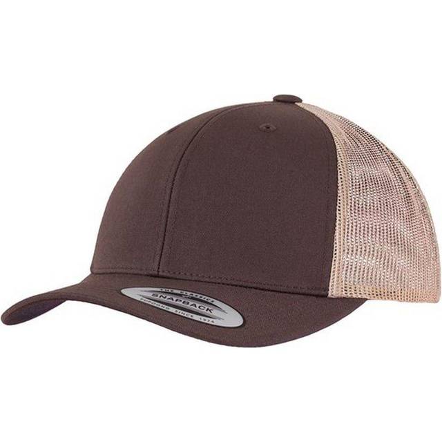 (One Size, Brown/Khaki) Flexfit Unisex Adult Retro Two Tone Trucker Cap