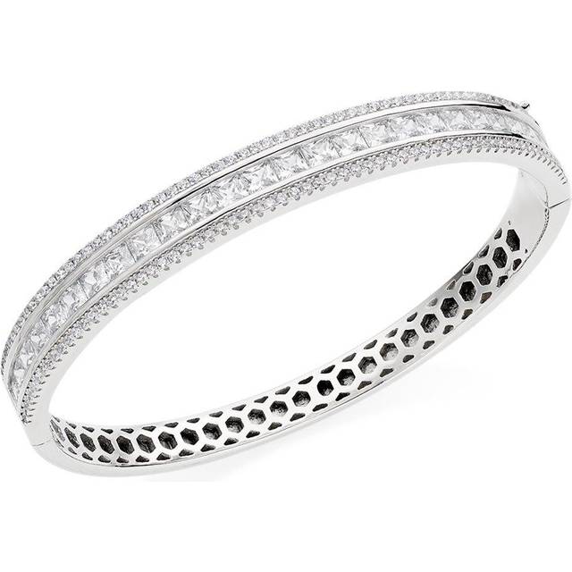 Silver Cubic Zirconia Triple Row Bangle