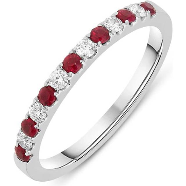 18ct White Gold 0.27ct Ruby Diamond Half Eternity Ring - TITLE White Gold