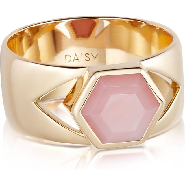 Beloved Bold Pink Opal Band Ring 18ct Gold Plate 18ct Gold Plate