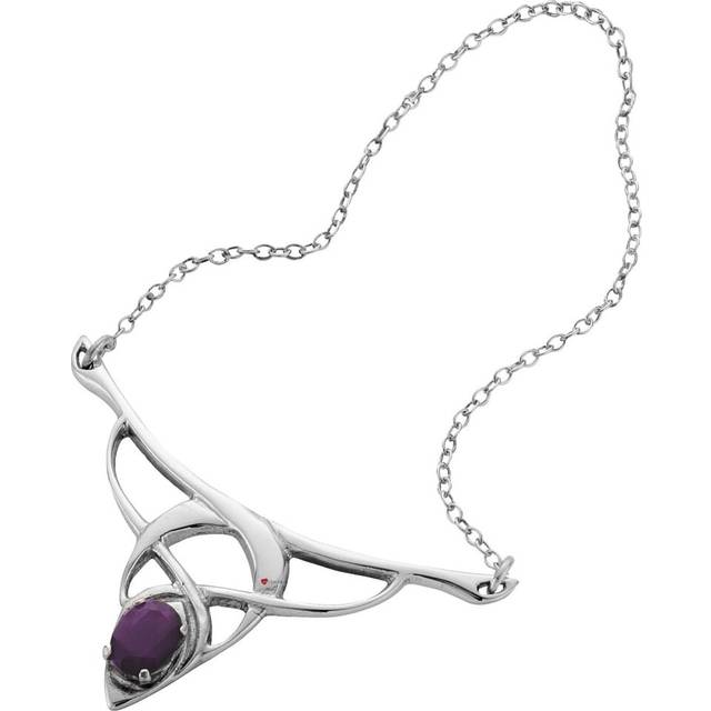 Necklace Sterling Silver Celtic Open Necklet Set Amethyst Stone