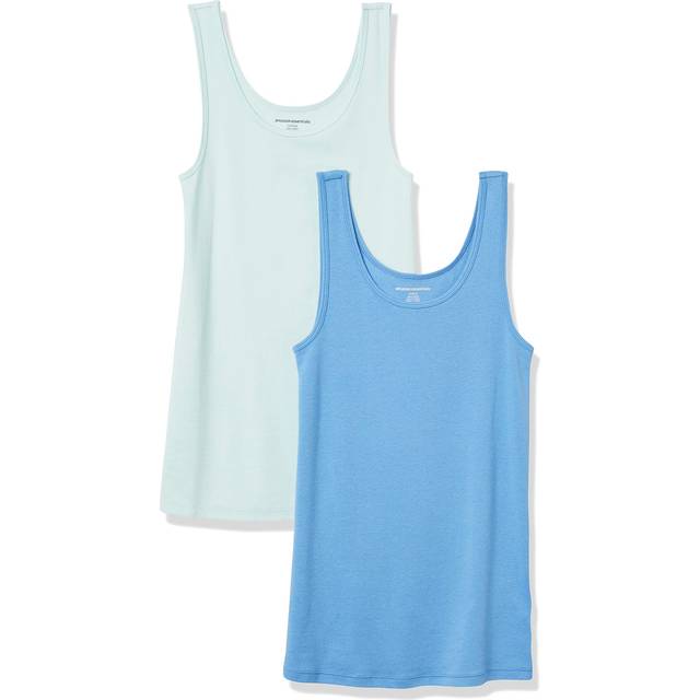 Womens Slimfit Tank Pack of 2 Aqua BlueFrench Blue XS