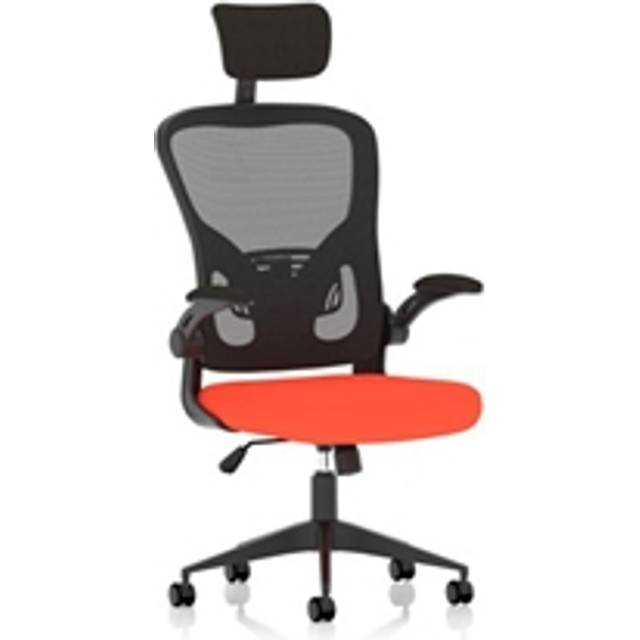 Ace Executive Fabric Seat Tabasco Orange Mesh Chair With Folding Arms