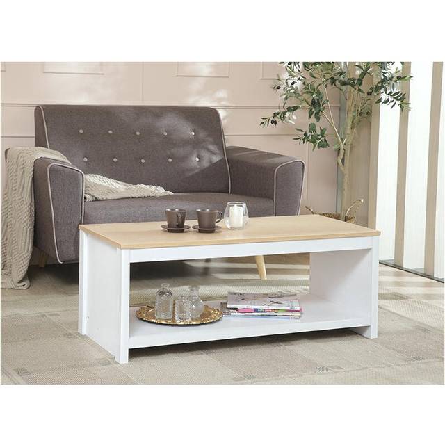 (White) Wooden Coffee Table Available in Grey/Oak or White/Oak