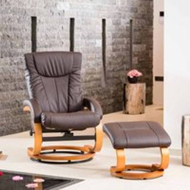 Artemis Home Modena Brown Massage and Heat Swivel Recliner Chair with Footstool - 98 x 65 x 78cm