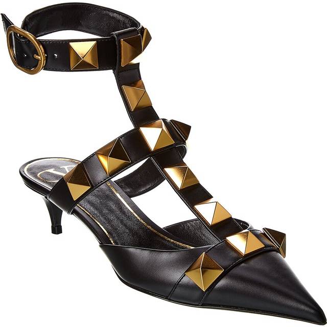 Valentino Roman Stud 40 Leather Ankle Strap Pump