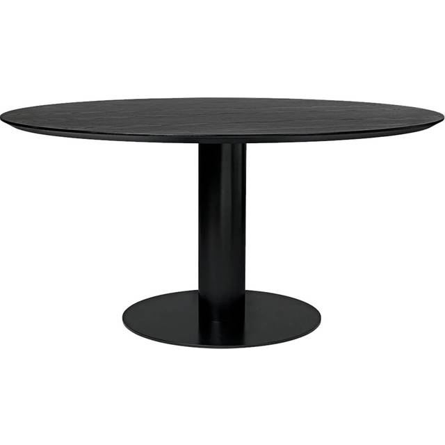 Gubi - GUBI 2.0 Dining Table, Ø 150 cm, Skiva: Trä - Svartbetsad ask, Bas: Svart - Matbord - Svart - Metall/Trä