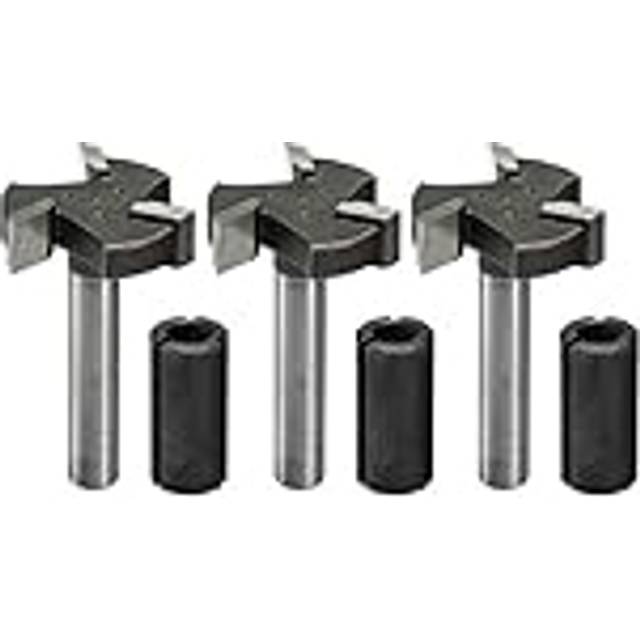 3pcs 3-Flute CNC Spoilboard Surfacing Router Bits, 1/4'' Shank, 1'' Cutting Diameter, Slab Flattening Router Bits for Wood Working, RB03A