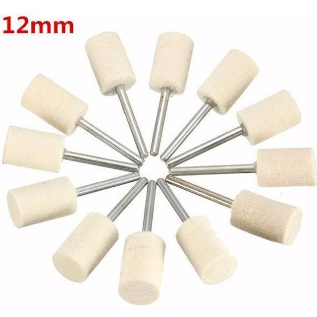 (12mm) 12pcs 3mm Shank Wool Polishing Head Buffing Wheel 3mm/6mm/8mm/12mm For Dremel Rotary Tool