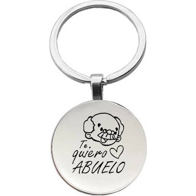 &quot;Te Quiero Abuelo&quot; Keychain Letter Disc Pendant Men'S Key Ring Jewelry Gift For Grandfather Souvenir