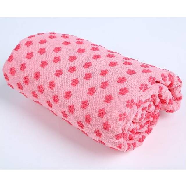 (Pink) Soft Yoga Mat Non Slip Towel Pvc Floral Printed Fitness Equipment Home Gym
