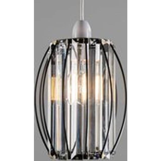 Small Black Crystal Light Shade 16cm x 20cm, Cylinder Shape with Oval Rings, Lampshades for Ceiling Lights & Bedside