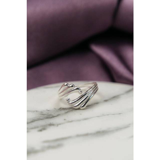 Sterling Silver Love Couple Promise Hugging Stackable Wave Ring - One Size