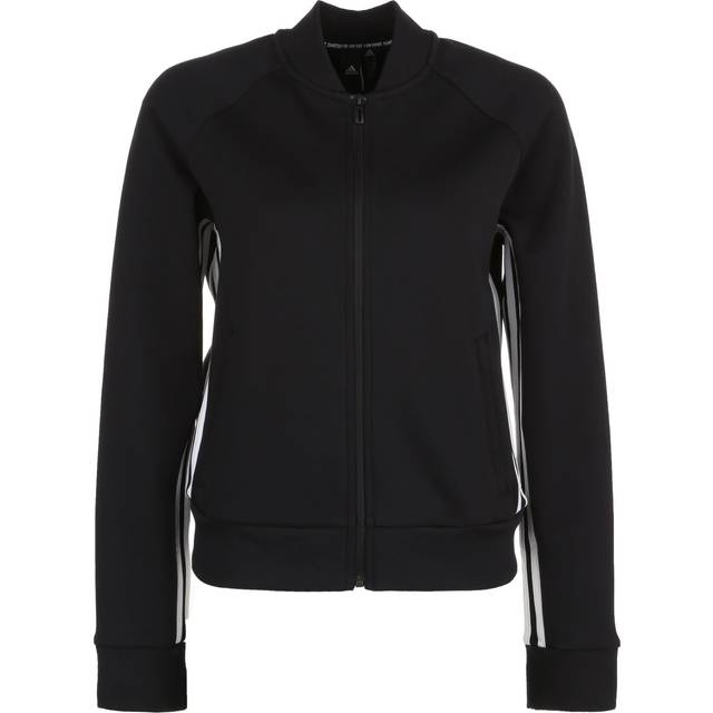 Adidas W Mh 3S Dk Jkt Striped Detail Logo Vintage Sports Stand Collar Printed Zip Jacket Women Jackets Black DX7971 XXS