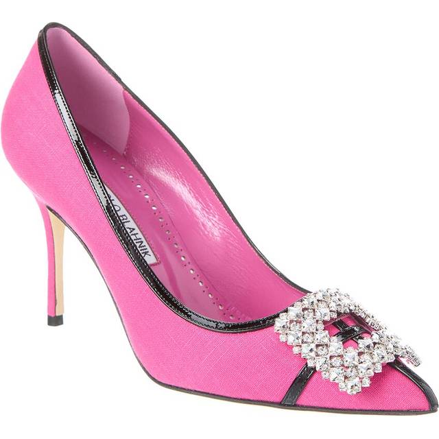 Manolo Blahnik Tuberian 90 Linen & Leather Pump