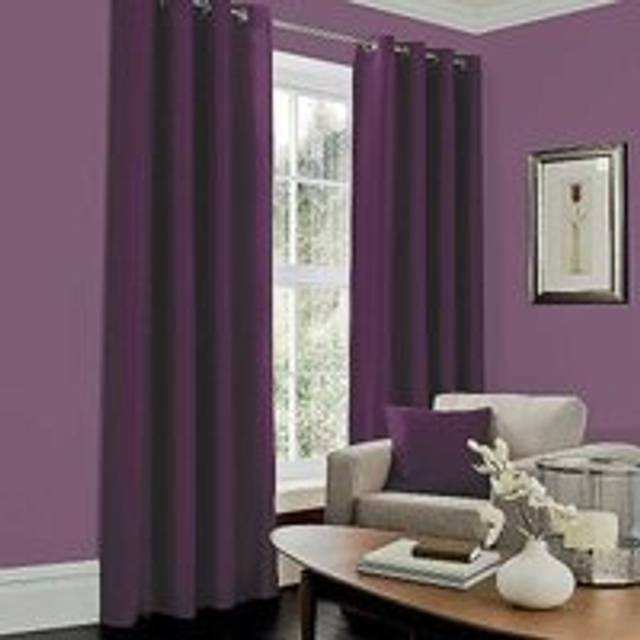 Gaveno Cavailia Faux Silk Plain Eyelet Curtains - Aubergine