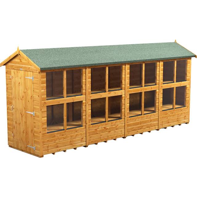 16X4 Power Apex Potting Shed, Brown
