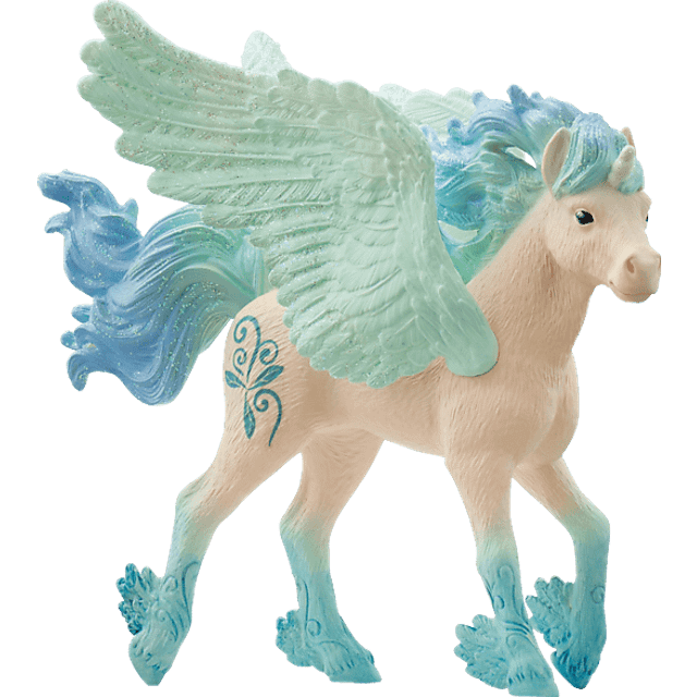 SCHLEICH Bayala Stormy Unicorn Foal Toy Figure - 70824 - White/Turquoise