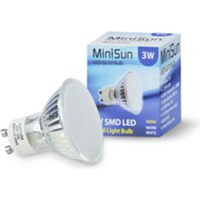 Minisun - 3W led GU10 Spotlight Light Bulbs - 3000K - Pack of 20
