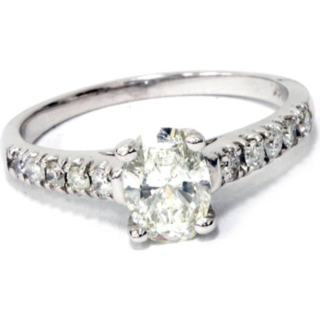 1/6ct Oval Diamond Engagement Ring 14k White Gold